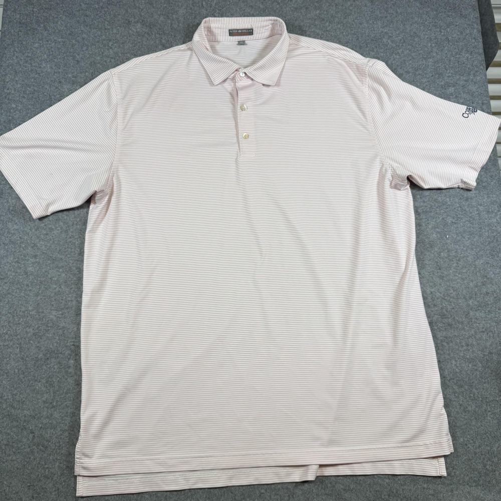 Peter Millar Polo Shirt Mens XL Pink Striped Summer Comfort Cowboys Golf Club - Picture 2 of 9
